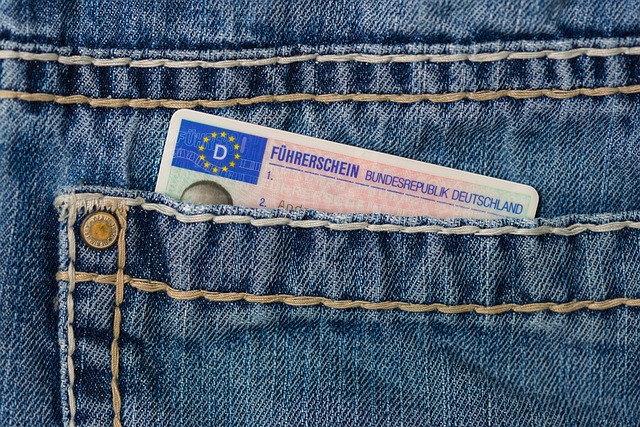 A German driver's license inside a jeans pocket